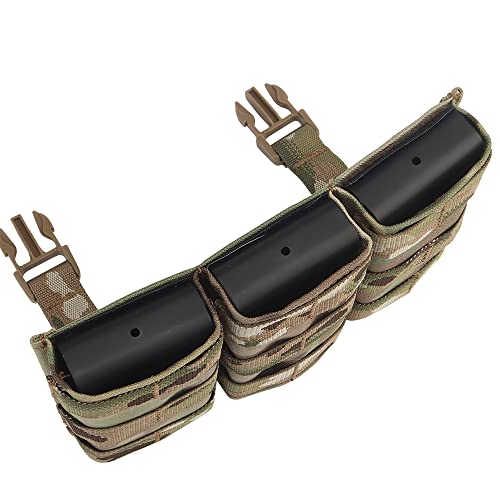 5.56 Triple Mag Pouch Tactical Placard With Nylon Mag Carrier Clip For Chest Rig Cp #TOP6