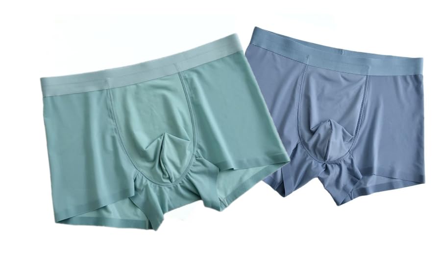 Men’s Brief Boxer Underwear Ice Silk Comfortable Breathable Solid Shorts with Ultra-Soft (Pack of 2_Multicolor My Very)-picture-40