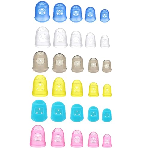 30 Dedales de Silicona para Guitarra, Protector Antideslizante de la Yema del Dedo, Protector del Pulgar de la Guitarra del Silicón, para Tocar la Guitarra, Coser, Tejer