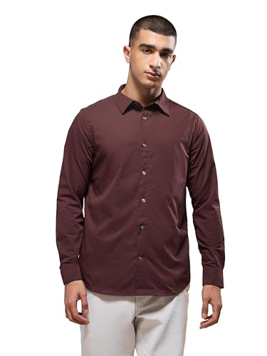Image of TECHNOSPORT Men's Polyester Slim Fit Solid Casual Shirt with Ts Lytra