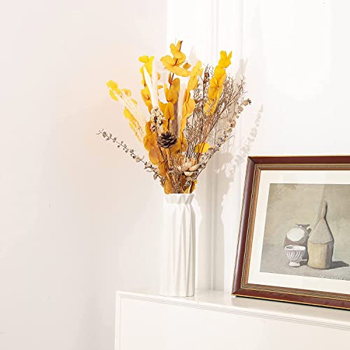 Porcelain Vases,Vases for Flowers,Vase for Pampas,Vase Ceramic,Vase White,Vase Ceramic Set,Modern Vase,Living Room, Bedroom and Mantel,18cm Tall (A) - Image 3