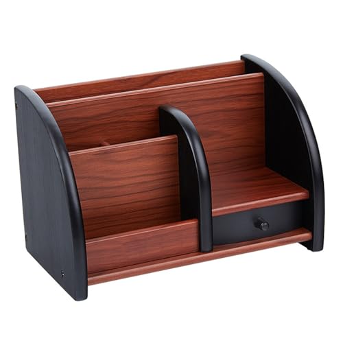 Rangement bureau en bois pour petits objets et stylos éparpillés