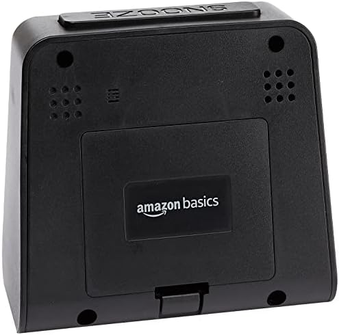 Amazon Basics Tabletop Digital Alarm Clock with Light, Temperature and Date Display, Triangle - Black
