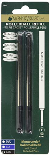 Monteverde c222bk Recambio de bolígrafo Cross Adecuado para diestros/zurdos Negro