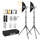 Set 2 Softbox Studio Fotografico 40x40 cm con 2 Lampadine LED 95W (3000-7500K, E27) + 2 Treppiedi - Luce Professionale per Foto, Video, Streaming Live e Ritratti