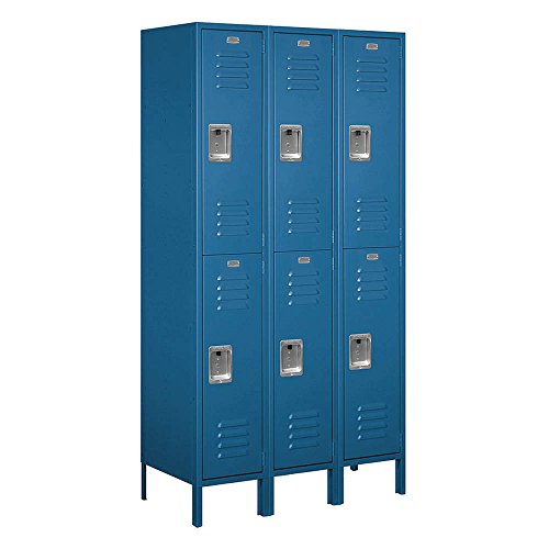 2-Tier Metal Locker with Storage Units Blue