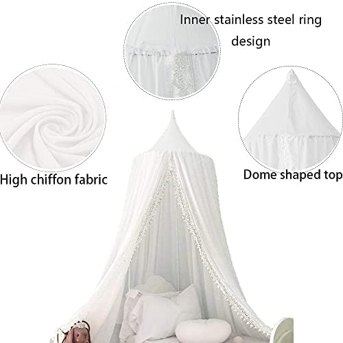 Bed Canopy for Children Round Dome Kids Mosquito Net Hanging Curtain Baby Indoor Outdoor Play Reading Tent Bedroom Nursery Decoration