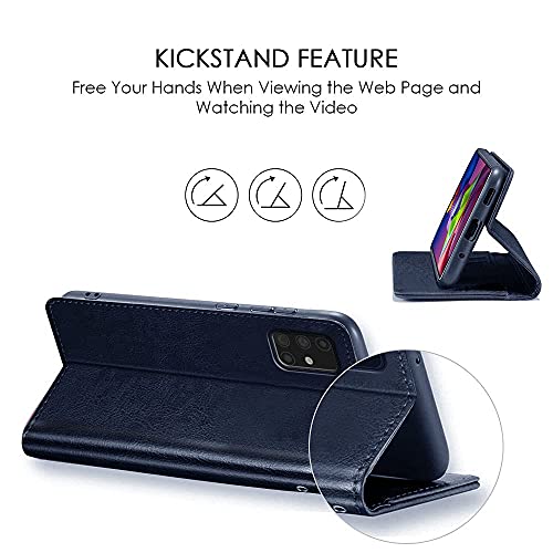 Image of WOW IMAGINE Shock Proof Flip Cover Back Case Cover for Xiaomi Mi Redmi 10 Prime (Flexible | Leather Finish | Card Pockets Wallet & Stand | Blue)