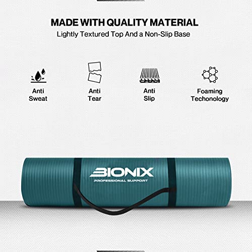 Bionix Premium Printed Yoga Mat - Thick Exercise Foam NBR with Non Slip Large Surface & Carry Straps | Perfect for Pilates Gymnastics Fitness Workout Home Gym Training Equipment | Best For Men Women - Image 3