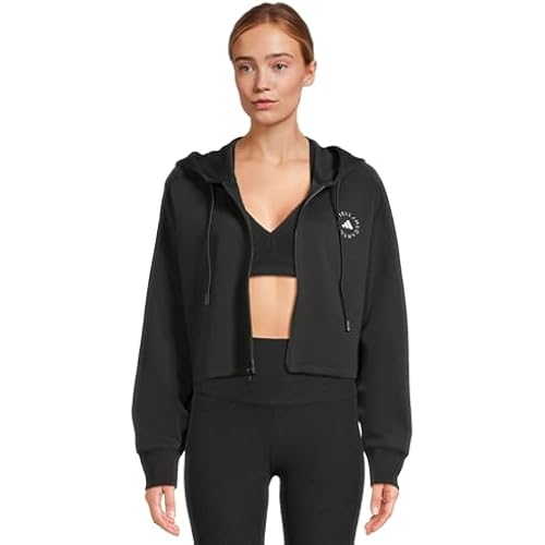 adidas Womens By Stella Mccartney Sportswear Cropped Hoodie Casual Outerwear Casual - Black