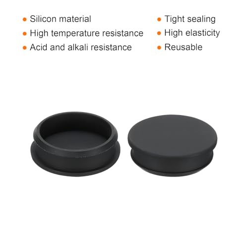 Image of MECCANIXITY Silicone Snap in Locking Hole Plugs Rubber Panel Seal Cover Flush Type Panel Round for Kitchen Rubber Bulkheads Waterproof Sealing Plugs 54.6mm /2.15 Inch Dia Black,Pack of 2