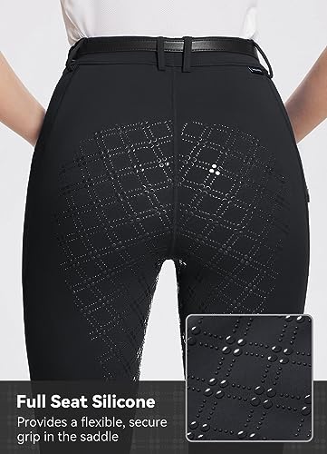 Baleaf Womens Horse Riding Pants Full Seat Riding Breeches Equestrian Tights Horseback Silicone Zipped Pocket Black S thumb #2