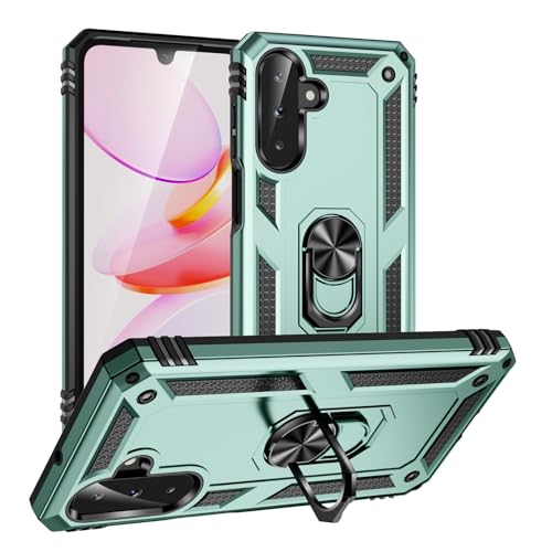 Samsung Galaxy A26 5G�P�[�X�Ή��A�~���^���[�O���[�h�̗����ی�J�o�[�A360�x�ϏՌ��A���ϋv�n�[�h�o���p�[�A�L�b�N�X�^���h�t�����Ȍg�ѓd�b�P�[�X(Green)