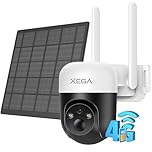 Xega 4G LTE Security Camera Solar Outdoor, No WiFi Needed With SIM Card, Wireless Battery CCTV With PTZ Motion Detection Custom Detection Area, Light Siren Instant APP Alert (Not Support WiFi)
