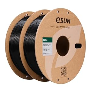 eSUN PLA+ Filament 1.75mm, 3D Printer Filament(2 Pack Black) | Dimensional Accuracy +/- 0.03mm, 1kg Cardboard Spool(2.2lbs) 3D Printing Filament, Fits for Most FDM 3D Printers