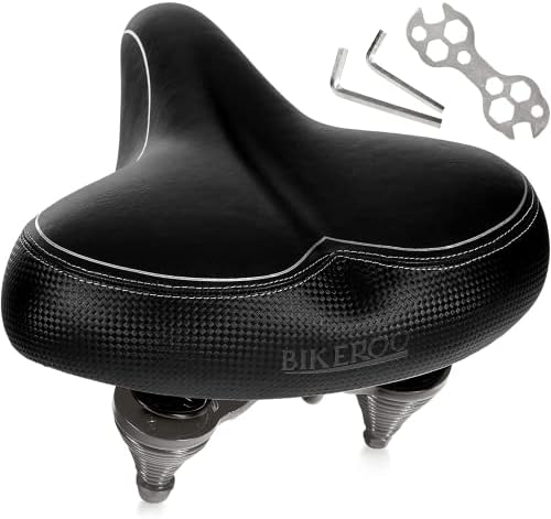 Bikeroo Oversized Comfort Bike Seat Most Comfortable Replacement Bicycle Saddle - Fit for Exercise Bike and Outdoor Bikes Suspension Wide Soft Padded Bike Saddle for Women and Men