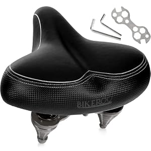 Bikeroo Oversized Bike Seat – Compatible with Peloton, Exercise or Road Bikes – Bicycle Saddle Replacement with Wide Cushion for Men & Womens Comfort