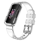 Watch Band Compatible with Fitbit Inspire 2 for Women Men, Clear Wristband with Built-in Protective Case Replacement for Fitbit Inspire/Inspire HR/Ace 2/Ace3