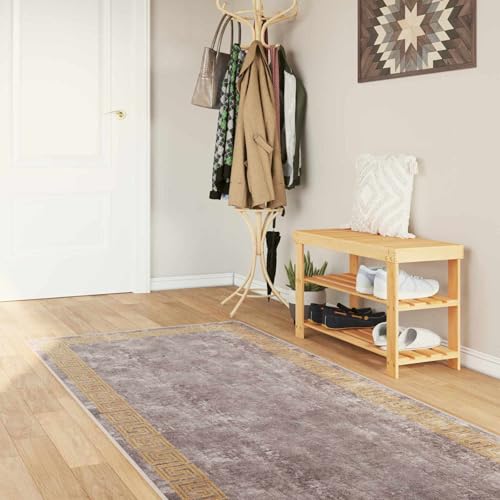 Tapis de couloir moderne antidérapant en velours doux gris