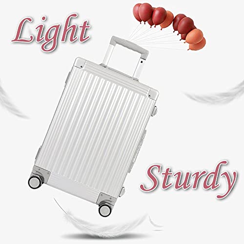 Dominox All Aluminum Carry On Luggage Hard Shell Luggage Aluminum Suitcase For Travel Zipperless Luggage Checked Luggage With Silent 360° Spinner Wheels 20 In. (Vertical Grain Style, Sliver) #TOP4