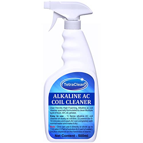 Tetraclean Air Conditioner Coil Cleaner | High Foam Alkaline Based AC Coil Cleaner | Instant AC Coil Cleaning Agent Clean Exterior & Interior Highly Dusty AC Coil | For Home & Commercial Use, 500 ml
