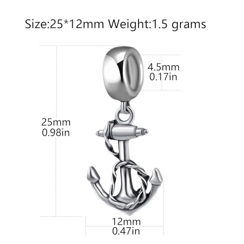 Anchor Sterling Silver Sailor Charm - USN Sea Charm for Pandora Bracelet2