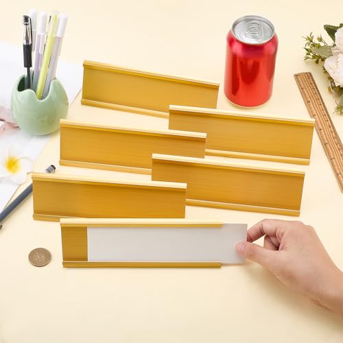 FINGERINSPIRE 6 Stück Namensschildhalter Aus Aluminium 180x31x53mm Golden Für Schreibtisch Büro Besprechungsraum Oder Andere Geschäftliche Veranstaltungen