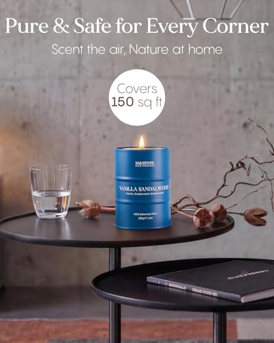 Image of M&SENSE Vanilla Sandalwood Scented Candles,Fall Candles Natural Non Toxic, Soy Candle for Stress Relief Meditation Relaxing, Housewarming Gifts for Women Men, 11.3oz 70 Hour Long Burning