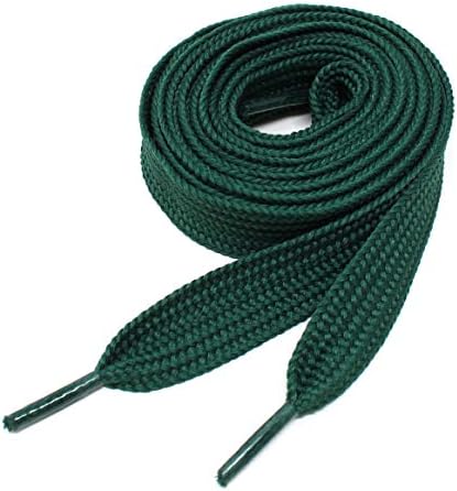 Thick Flat 3/4" Wide Shoelaces Solid Color for All Shoe Types (Forest Green)