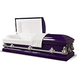 Titan Casket Elegant Orion Series Funeral Casket for Humans - Handcrafted Steel Casket Luxurious Royal Purple Finish & White Crepe Interior, Reinforced Handles, Adjustable Bed with Gasketed Sealer