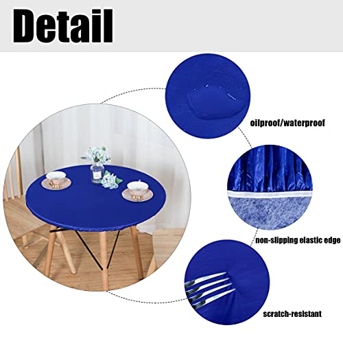 LUSHVIDA Round Waterproof Table Cover Elastic Vinyl Fitted Tablecloth Elastic Edged Plastic Table Cloth (Blue, Best for Up to 45"-56" Round) by LUSHVIDA - Image 3