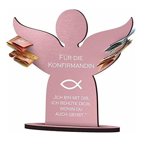 CHRISCK design Personalisierter Holz Engel als Geldgeschenk zur Kommunion Konfirmation Taufe Jugendweihe Firmung Cover