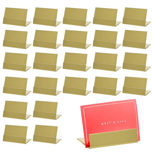 MCSDFN 24 Pack Gold Table Number Holders Metal Place Card Holders Stackable Table Number Name Card Stands Photo Holder for Wedding Birthday Party Restaurant