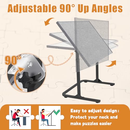 Doerpuz Puzzle Table 1500pcs,Adjustable Height and 90°up Angles Puzzle Board for Saving Storage Space,Aluminum Jigsaw Puzzle Tables for Adults with Drawers by Doerpuz - Image 2