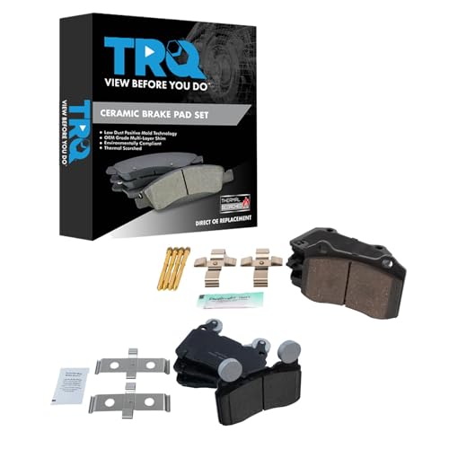 TRQ Front and Rear Ceramic Brake Pad Set Compatible with 2012-16 Tesla Model S