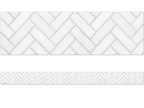 Modern Farmhouse White Herringbone Straight Border Trim #TOP27