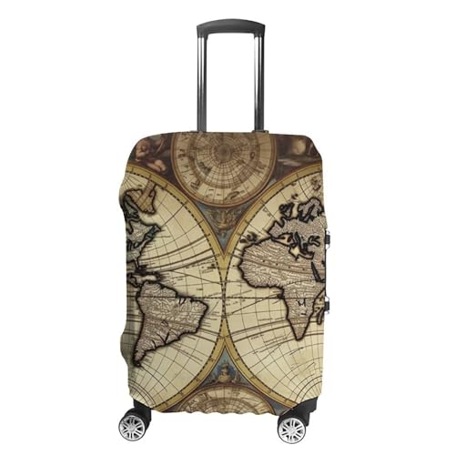 Ancient Map World Globe Luggage Cover, Elastic Luggage Protector Fits 19-32in Suitcases, Washable & Anti-Scratch Suitcase Cover for Men Women S