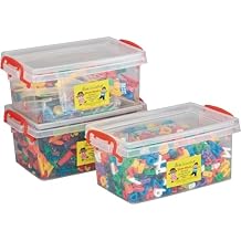 Really Good Stuff Stackable Storage Tubs with Locking Lids, Medium, Set of 3
