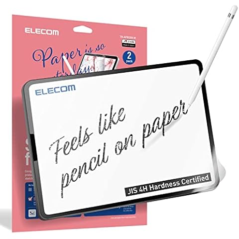 Elecom Pencil Feel Screen Protector -2Packs- Newer model(Easy-Install), Bond type, Japan Made, Pro 5 4 3 (12.9", 2021,2020,2018) Drawing/Notetaking, Anti-glare, Apple Pencil comaptible (TB-APB129X-W) Cover