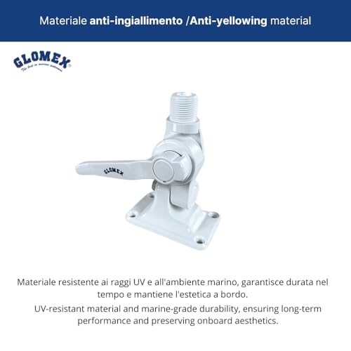 Image of Glomex 4-Way Nylon Heavy-Duty Ratchet Mount w /Cable Slot & Built-in Coax Cable Feed-Thru 1 inch-14 Thread