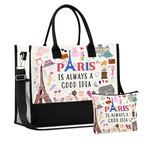Bolso Tote de Lona para Mujer con Cierre y Correa miniatura 1