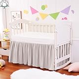 Crib Bed Skirt Dust Ruffle 100% Cotton - Natural, Soft, Breathable for Baby's Delicate Skin, Nursery Toddler Crib Bed Skirt for Baby Boys Girls, Fits Standard Cribs 28' x 52' with 14' Drop