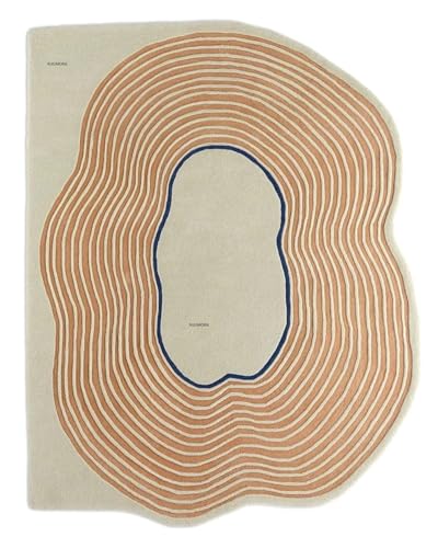 Image of Hand Tufted Wool Rug 6x8 Ft - Modern Irregular Shape Aesthetic Carpet, 1 Inch Thick Pile, Anti-Skid Backing, Soft Handmade Woolen Area Rug for Living Room, Bedroom, Hall Decor