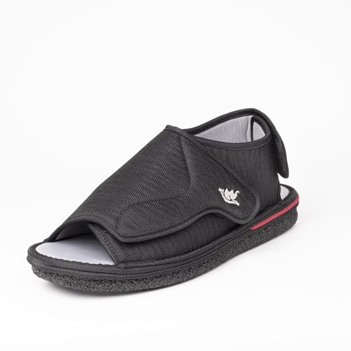 Men's Open Toe Foam Wide Diabetic Slippers Hook & Loop Closure Non-Slip Rubber Sole Flexible Orthotic Slippers Indoor/Outdoor Adjustable Soft Breathable4