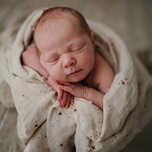 Image of mushie Muslin Baby Swaddle Blanket | 100% Organic Cotton (Falling Stars)