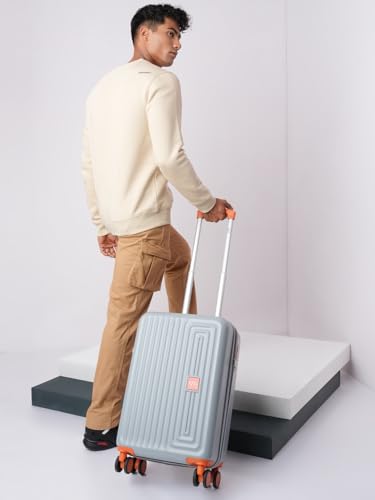 Image of Wiki Ripple Hard Shell Cabin Trolley Bag 55 cm by Wildcraft | Polycarbonate Carry-On Luggage with 8 Spinner Wheels, Combination Lock, Lightweight & Water Resistant Travel Suitcase |Silver
