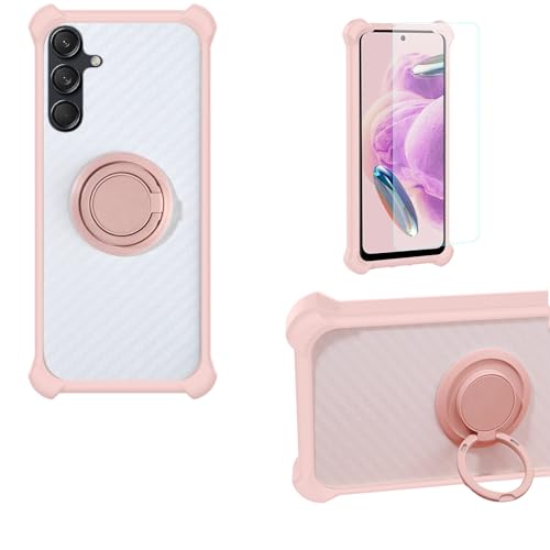 jioeuinly Case Compatible for Samsung Galaxy M55 5g Phone Case Cover PC backplane + Silicone Soft Frame Cover [360 Metal Ring, Magnetic Car Mount] CSKB-Fen