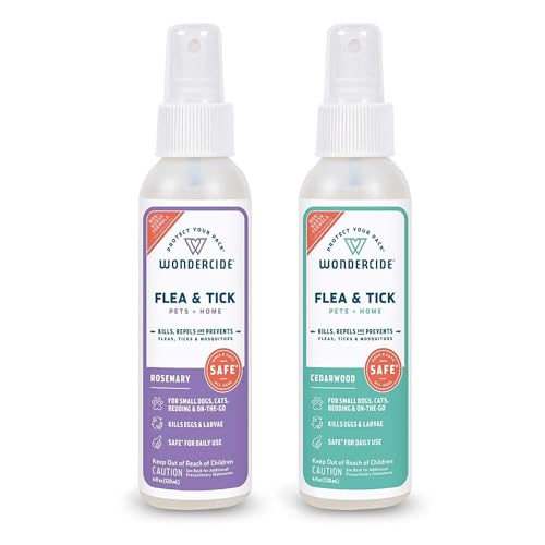 Wondercide - Flea, Tick and Mosquito Spray for Dogs, Cats, and Home - Flea and Tick Killer, Control, Prevention, Treatment - with Natural Essential Oils - 4 oz Rosemary & Cedarwood 2-Pack