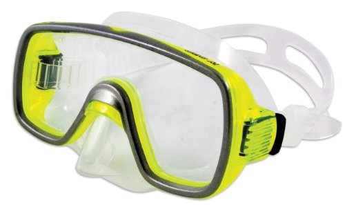 SALVAS Jugend Tauch Maske Geo Schnorchel Taucher Schwimm Brille Beschlag Silikon Farbe gelb