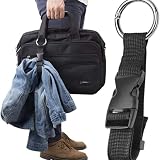 Alça para Bagagem Regulável de Alta Resistência - Gancho de Pendurar Casacos, Compras e Bolsas em Malas e Mochilas - Preto